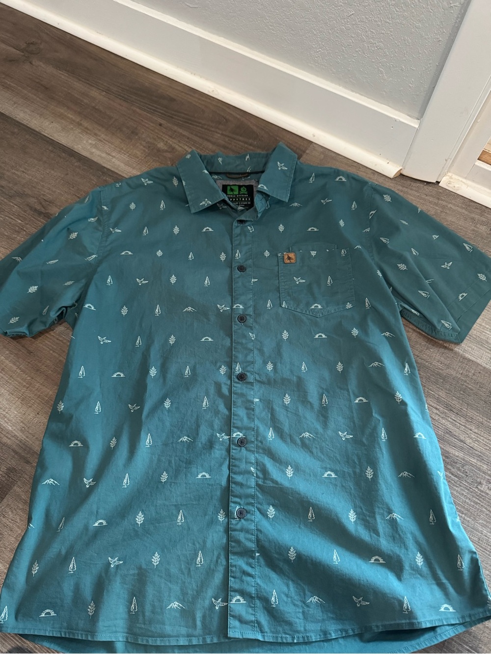 Carhartt Teal Short-Sleeve Casual Button-Down Shirt